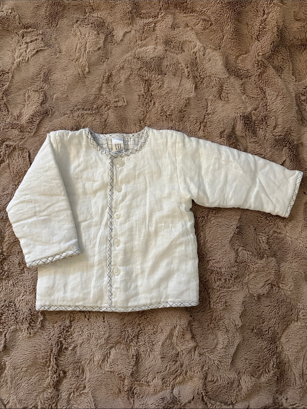 Gap Button-Front Linen quilted Jacket, 6-12 months